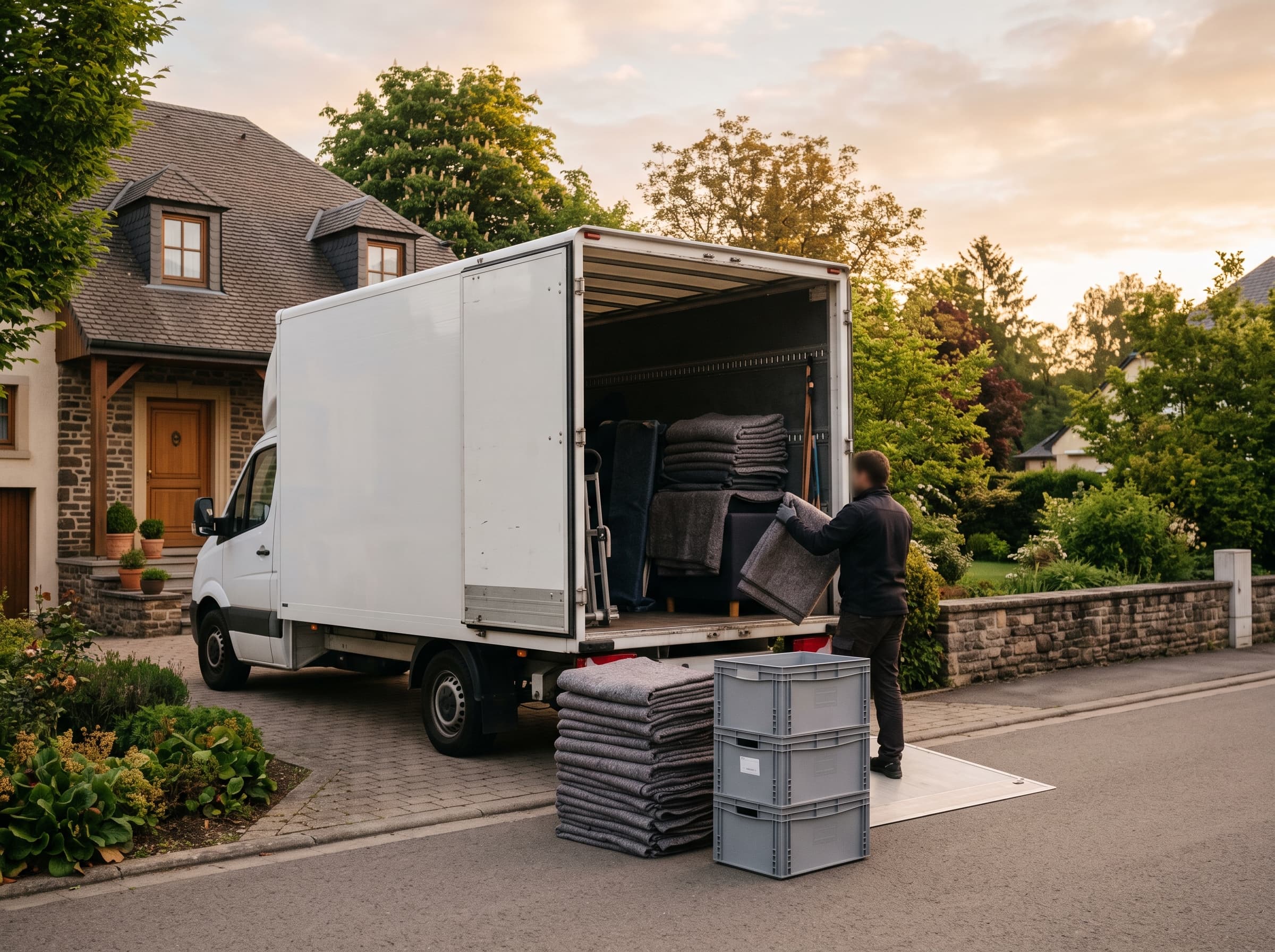 L'équipe MoveLux devant un camion à Differdange